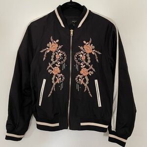 Forever21 Embroidered Floral Bomber Jacket